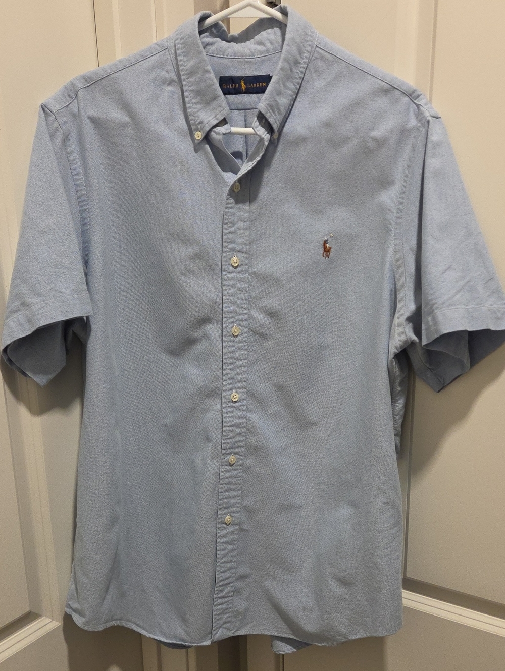 Ralph Lauren Light Blue Short-Sleeve Button-Down Polo Oxford
